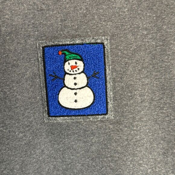 Hot Cotton by Marc Ware Gray Sweatshirt Womens Medium Snowman Patch Vintage 90s - Picture 10 of 12
